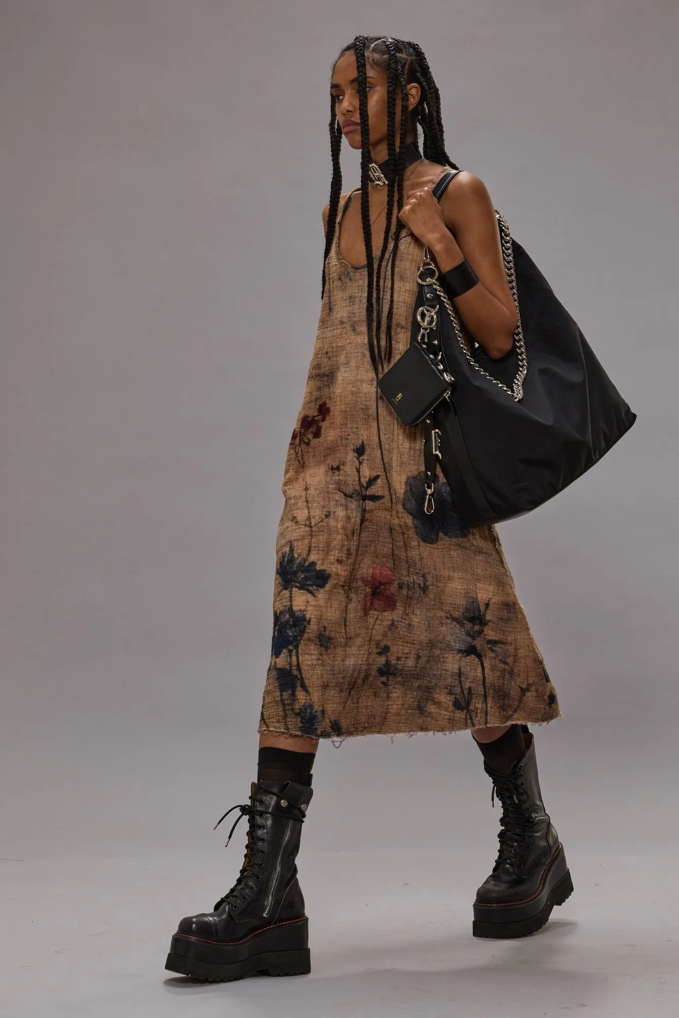 REVERSIBLE TANK DRESS - PLAID WITH KHAKI FLORAL sold by R13 product image thumbnail 3