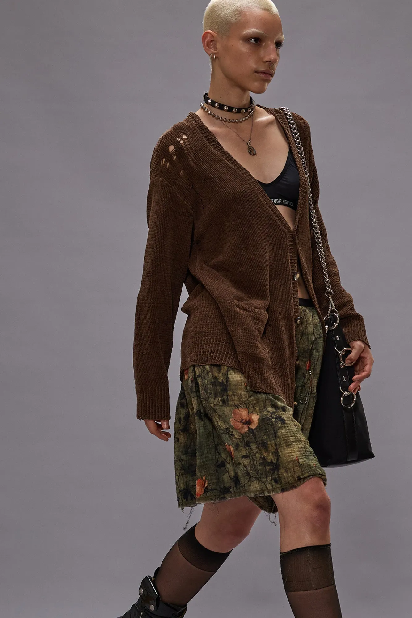 BOYFRIEND CARDIGAN - BROWN sold by R13