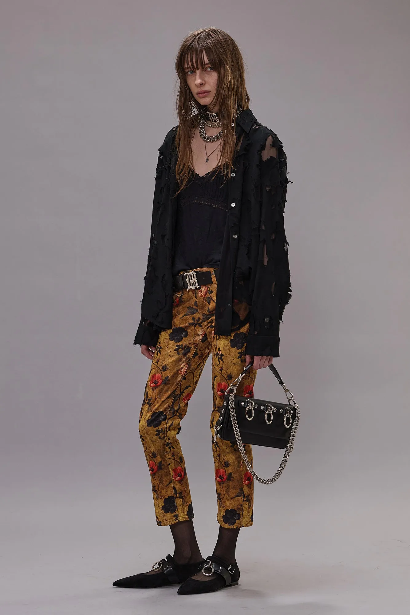 BOY STRAIGHT - ANTIQUE FLORAL VELVETEEN sold by R13