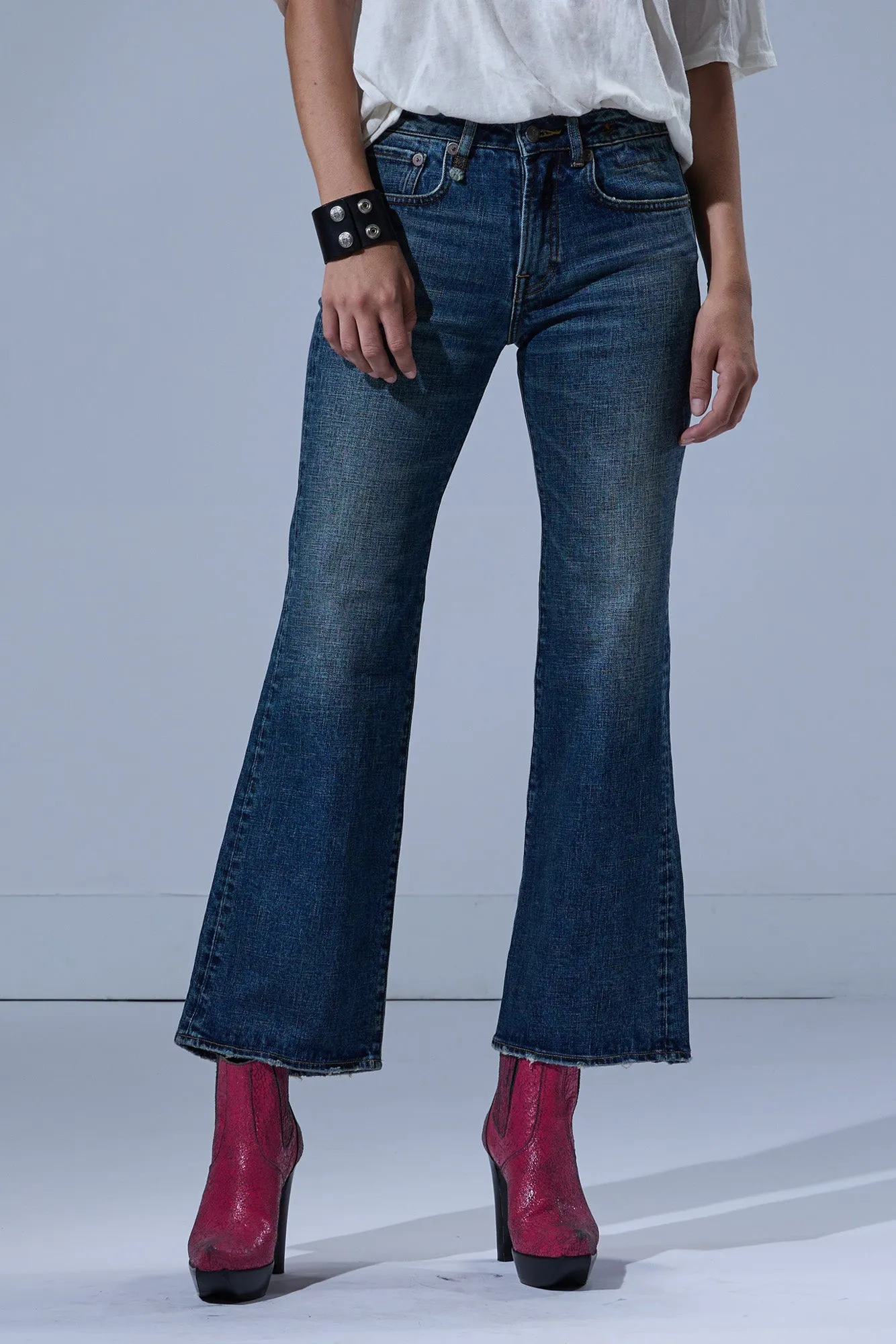 JOAN KICK FLARE JEAN - MELVIN BLUE STRETCH sold by R13 product image thumbnail 2