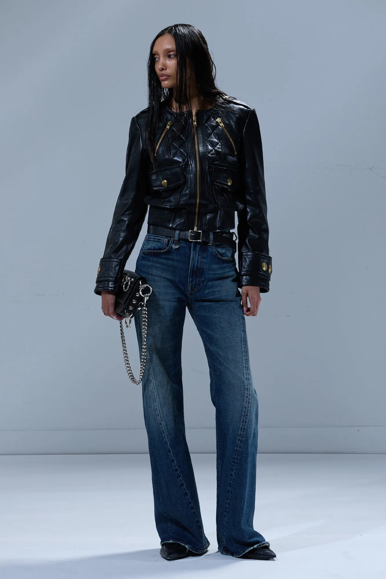 TWISTED SEAM FLARE JEAN - MELVIN BLUE STRETCH sold by R13