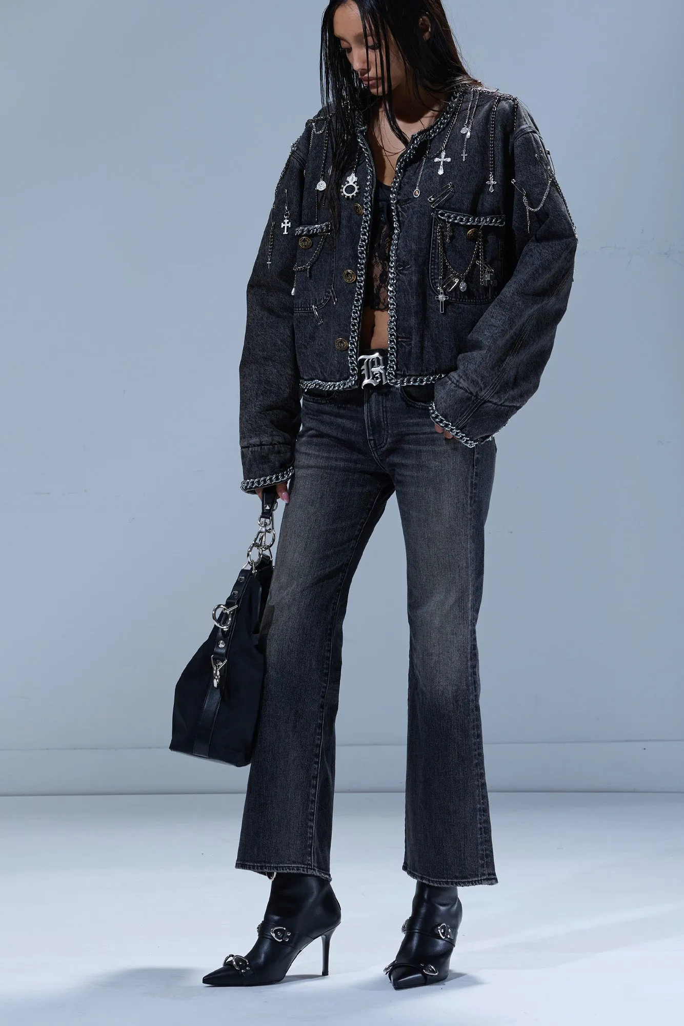 JOAN KICK FLARE JEAN - KENNET BLACK STRETCH sold by R13 product image thumbnail 2