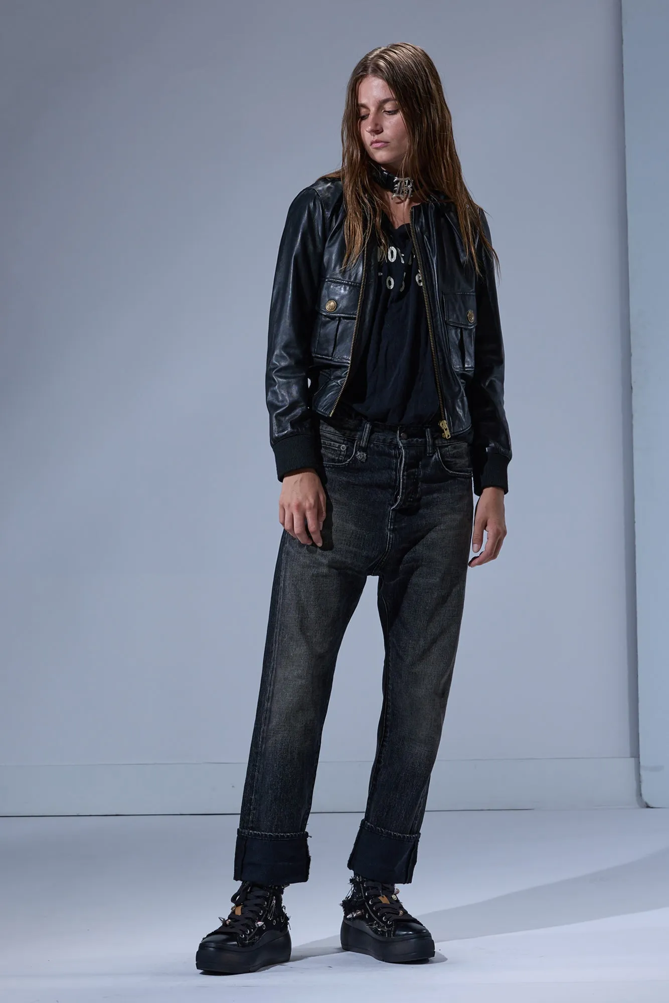 CUFFED TAILORED DROP - ASHBURY BLACK sold by R13 product image thumbnail 2