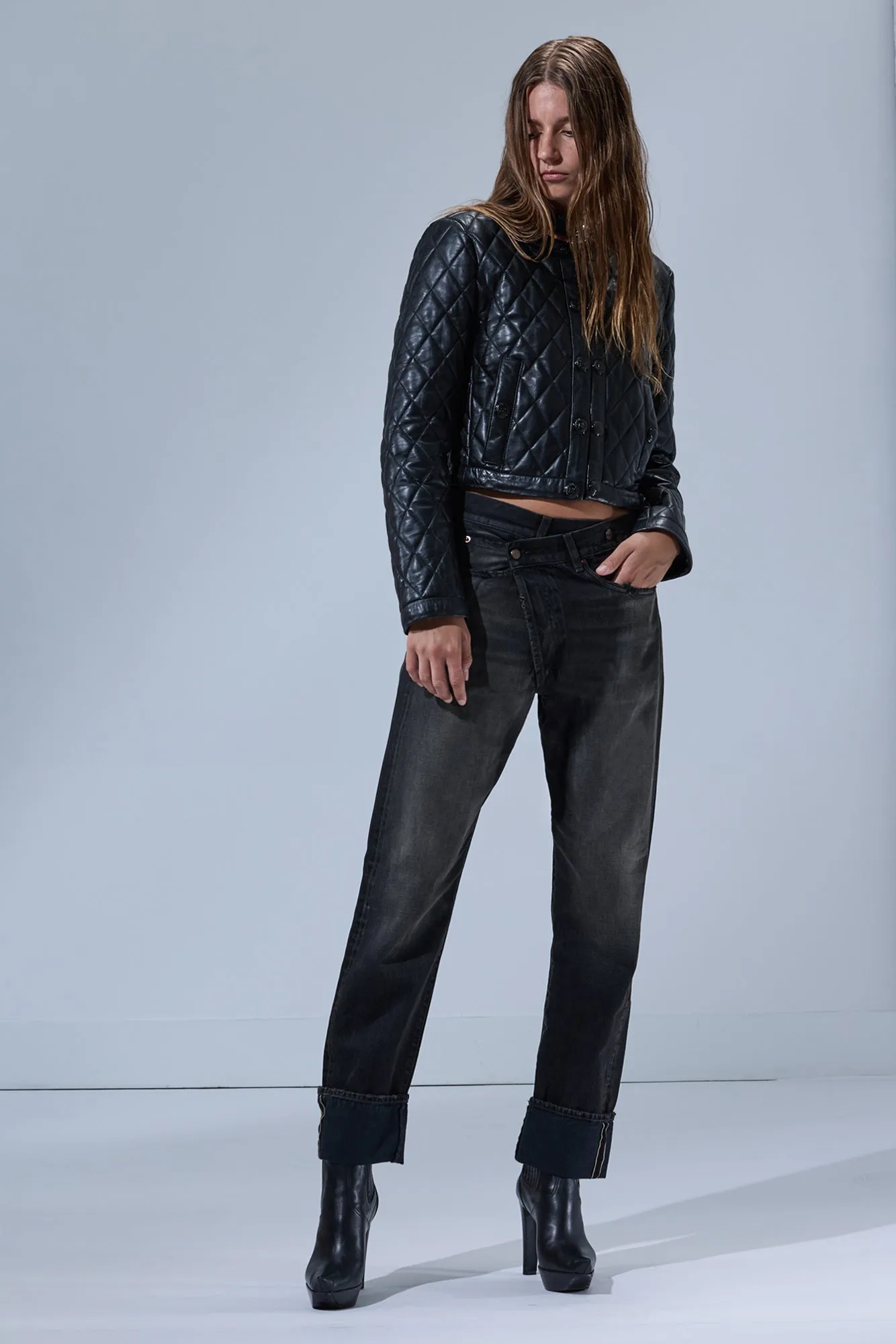 CUFFED CROSSOVER - PHANTOM SELVEDGE BLACK sold by R13