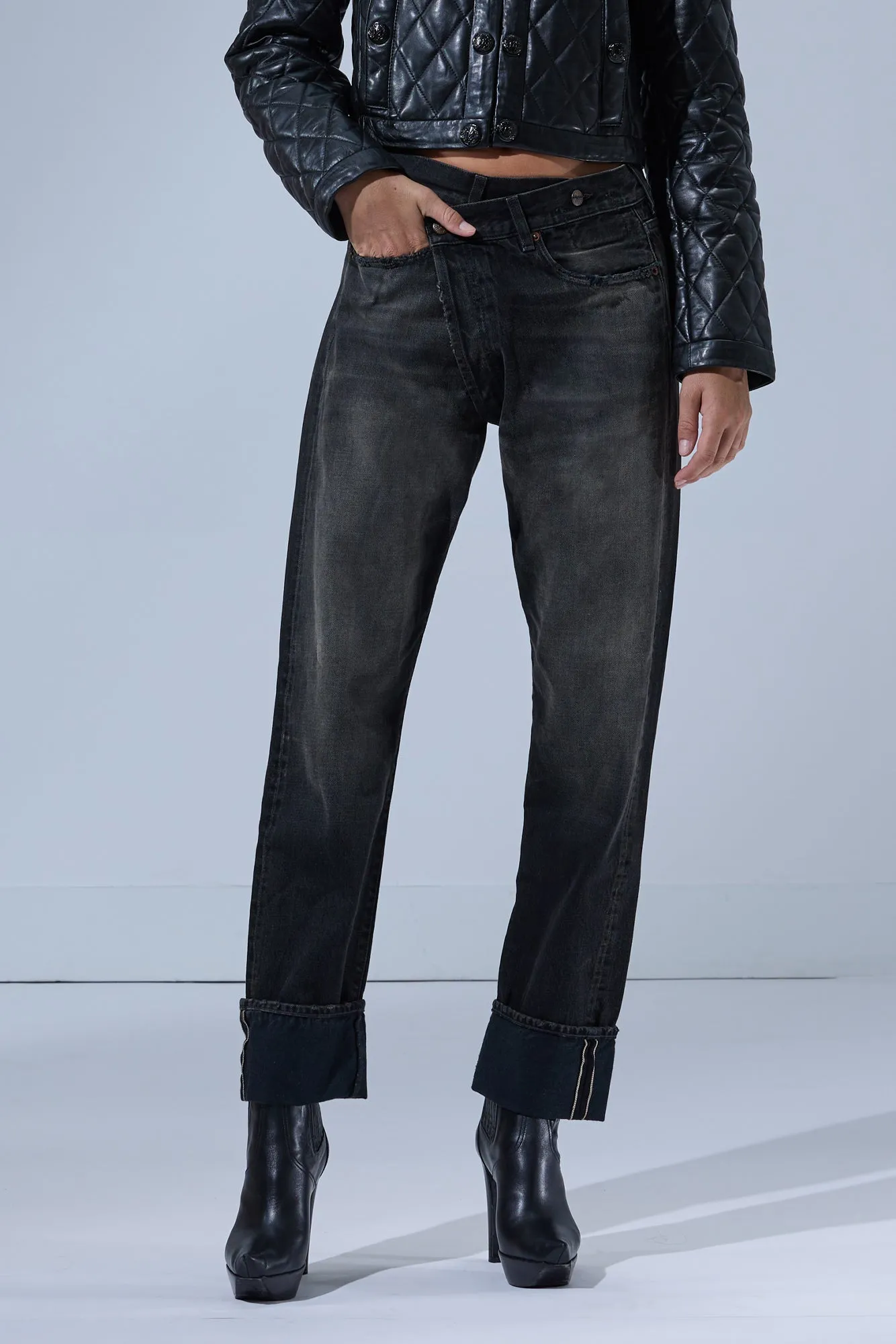 CUFFED CROSSOVER - PHANTOM SELVEDGE BLACK sold by R13 product image thumbnail 2