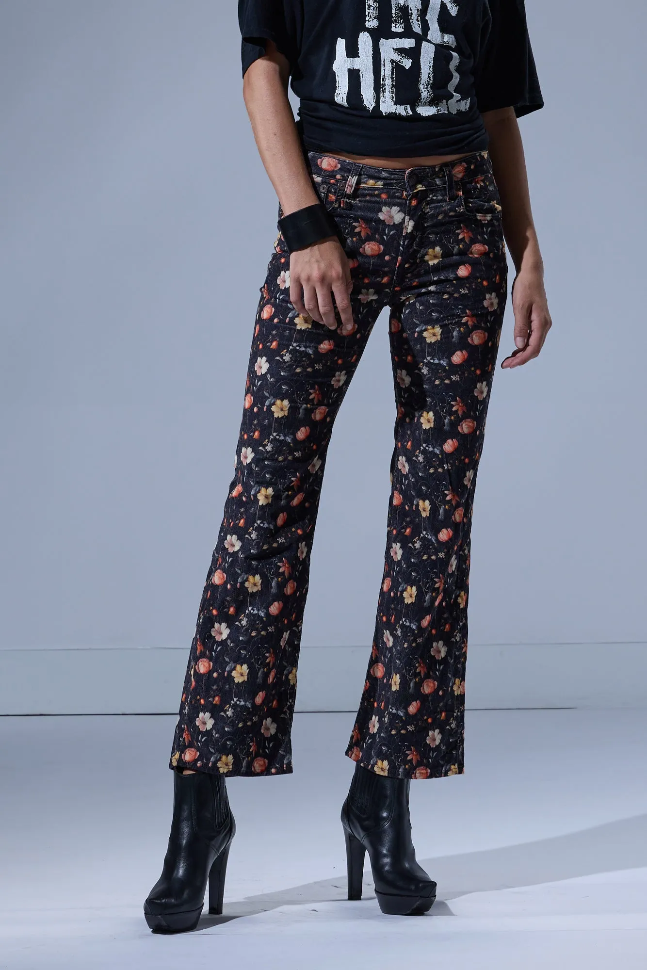 JOAN KICK FLARE JEAN - LUNAR PETAL VELVETEEN BLACK sold by R13 product image thumbnail 2