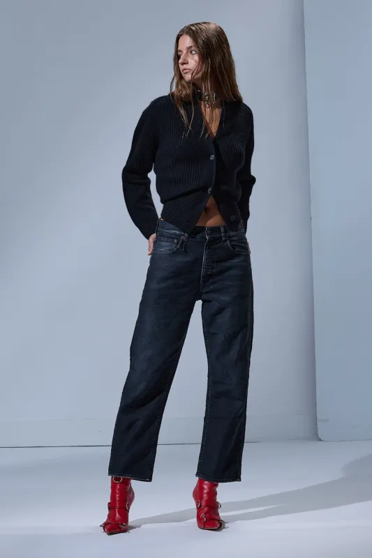 X-BOYFRIEND JEAN - BLACK GARMENT DYED MOLESKIN sold by R13