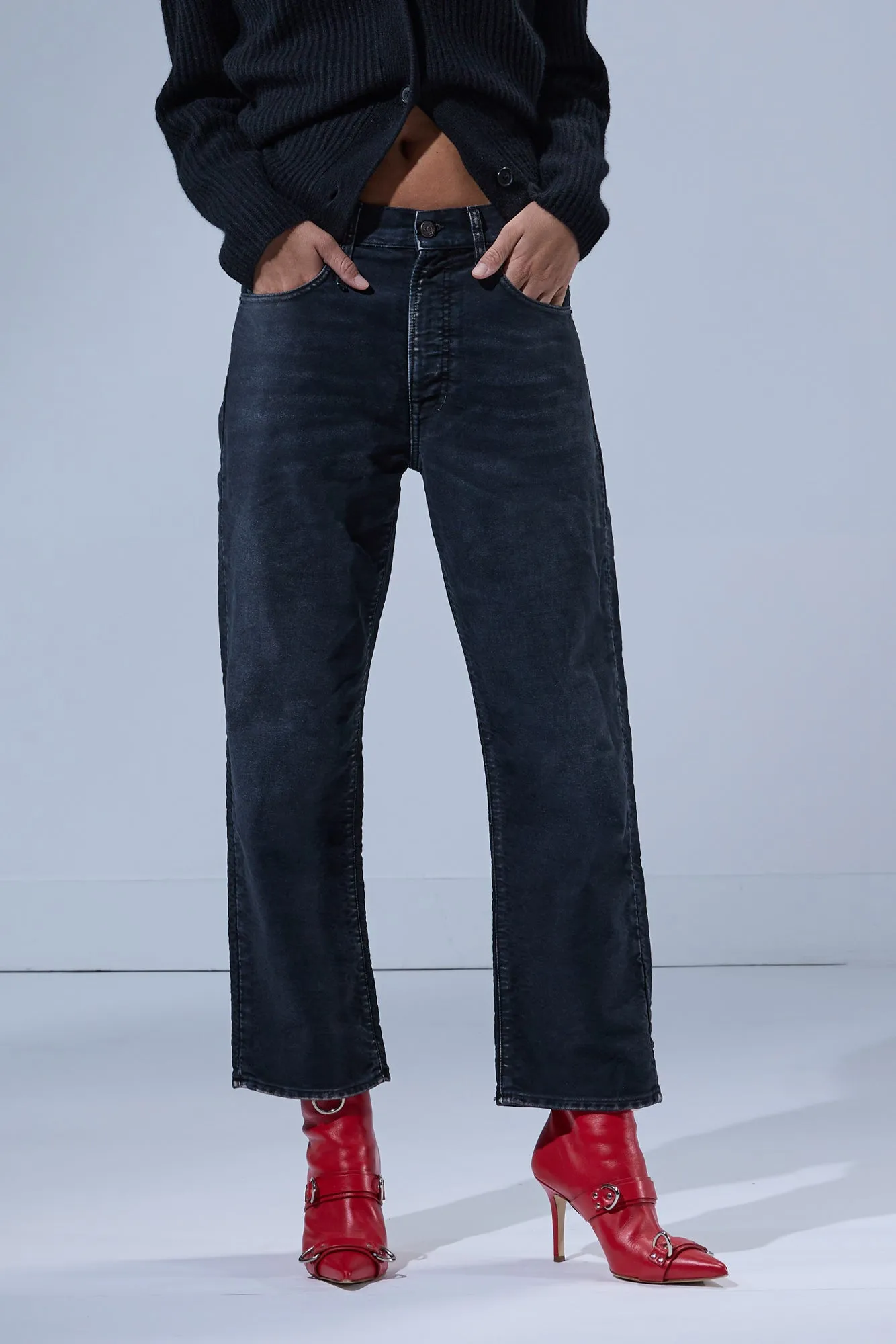 X-BOYFRIEND JEAN - BLACK GARMENT DYED MOLESKIN sold by R13 product image thumbnail 2