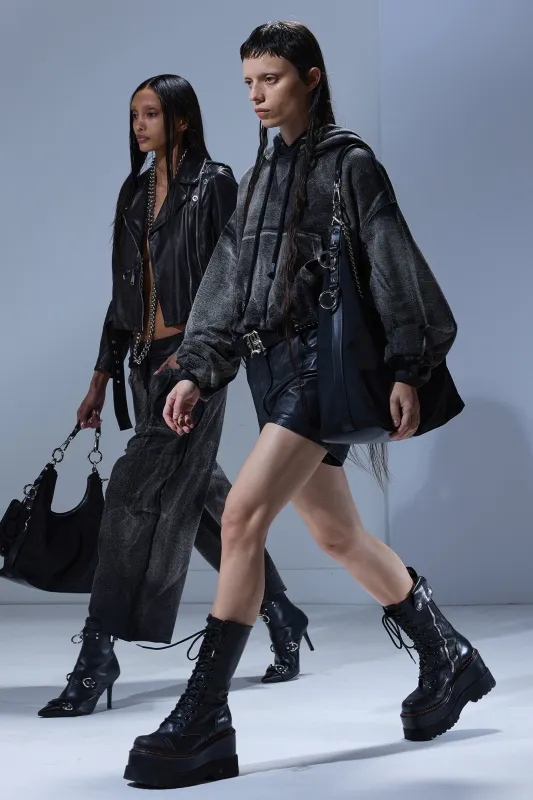 BALLOON POPOVER HOODIE - WASHED BLACK sold by R13