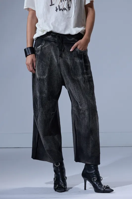 CROPPED PLEATED SWEATPANT - WASHED BLACK sold by R13