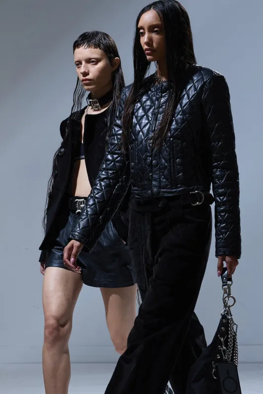 HOOK FRONT LEATHER JACKET - BLACK sold by R13