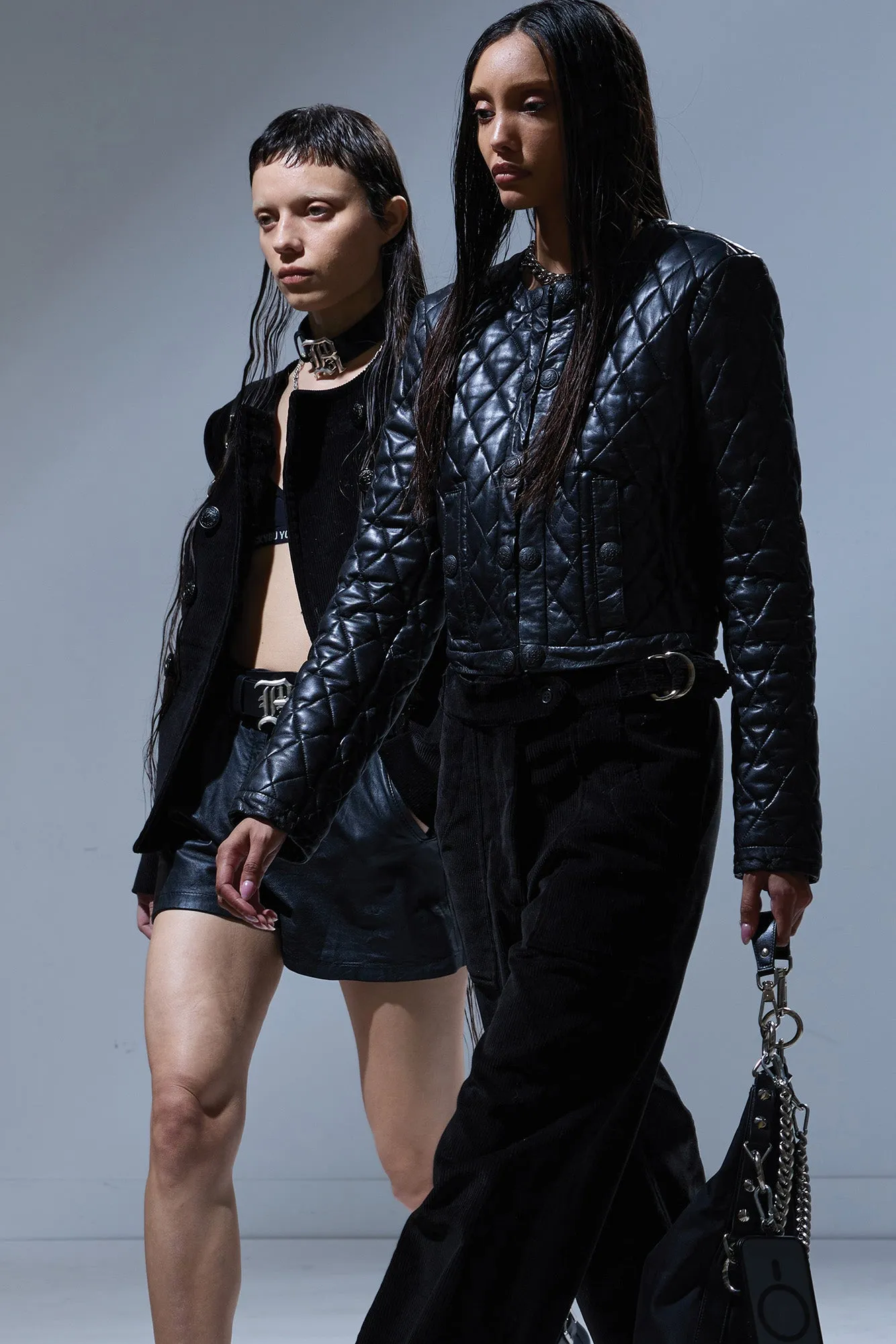 HOOK FRONT LEATHER JACKET - BLACK sold by R13