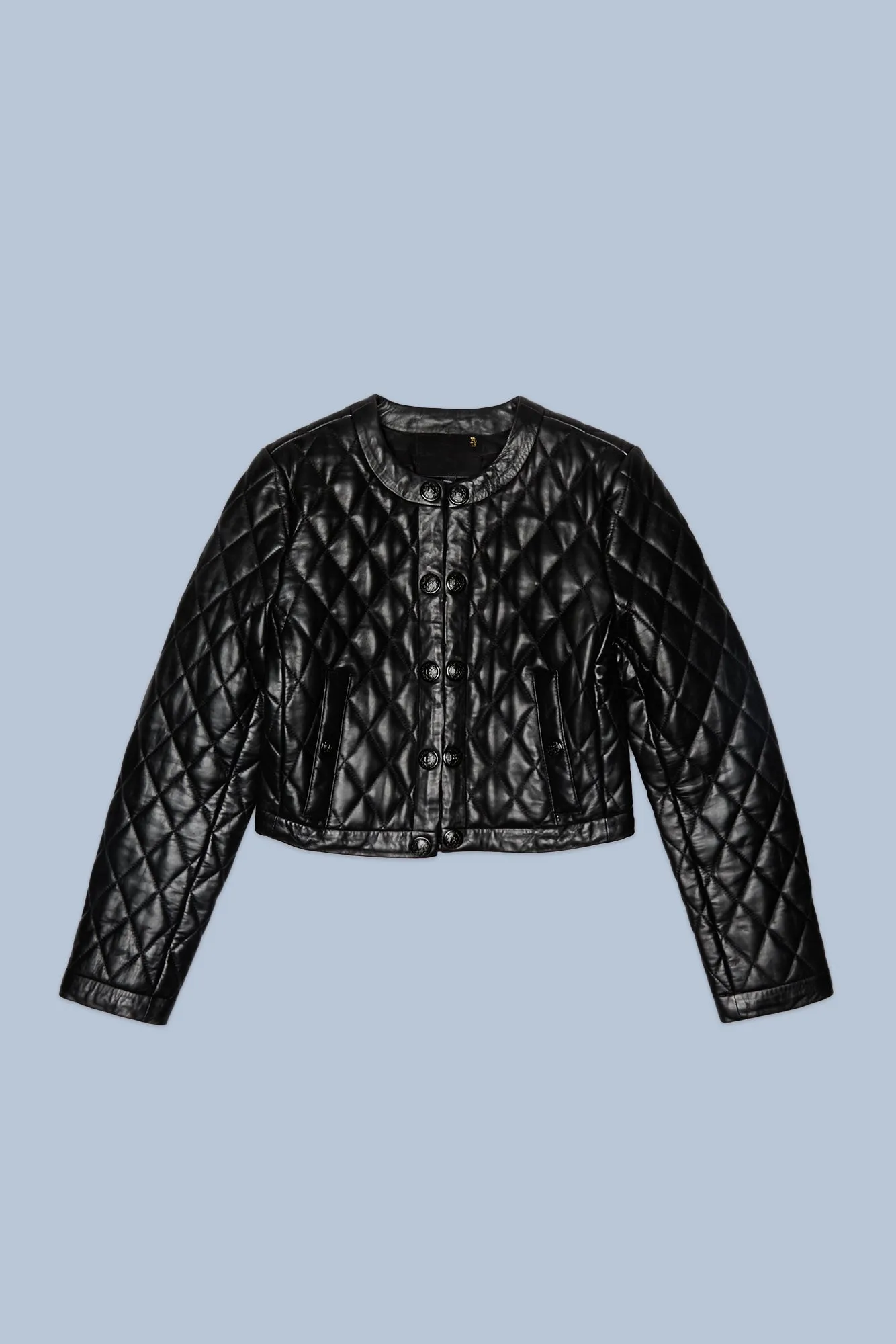 HOOK FRONT LEATHER JACKET - BLACK sold by R13 product image thumbnail 4