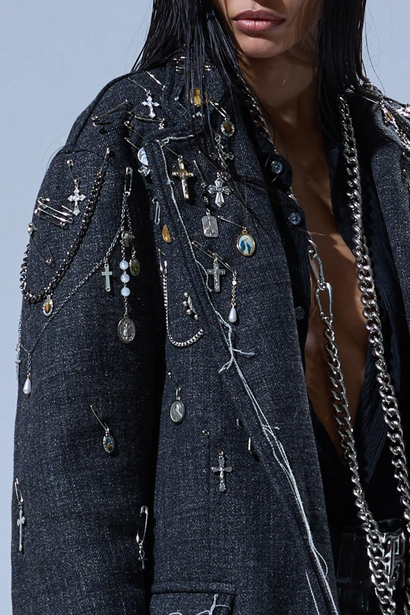 FRAY RAGGED BLAZER - DARK GREY sold by R13 product image thumbnail 3