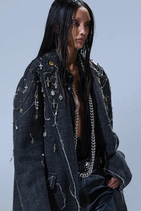 FRAY RAGGED BLAZER - DARK GREY sold by R13