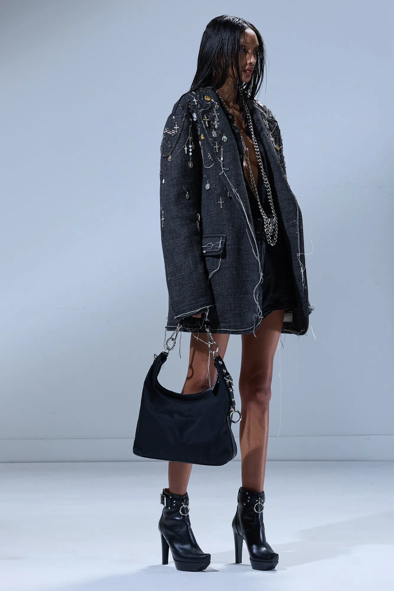 FRAY RAGGED BLAZER - DARK GREY sold by R13 product image thumbnail 2