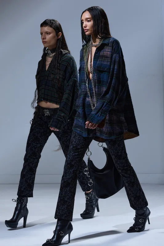 BOYFRIEND SHIRT - NAVY PLAID BLUE sold by R13