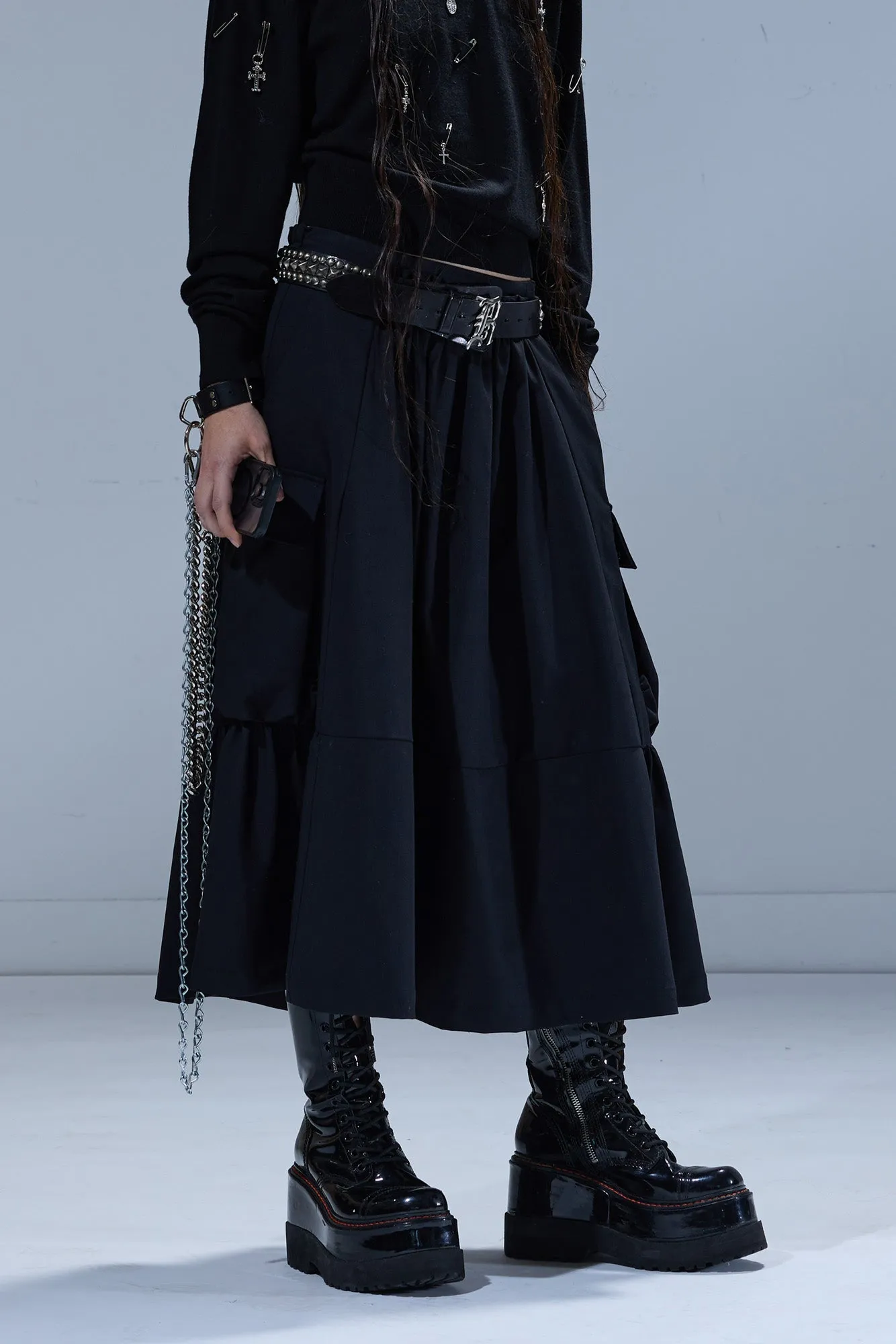 GATHERED CARGO SKIRT - BLACK sold by R13 product image thumbnail 2