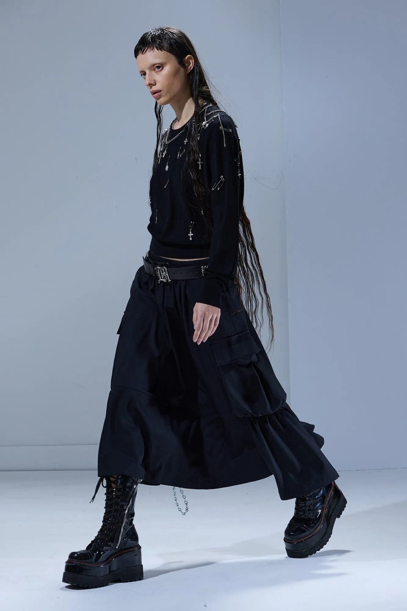 GATHERED CARGO SKIRT - BLACK sold by R13 product image thumbnail 3