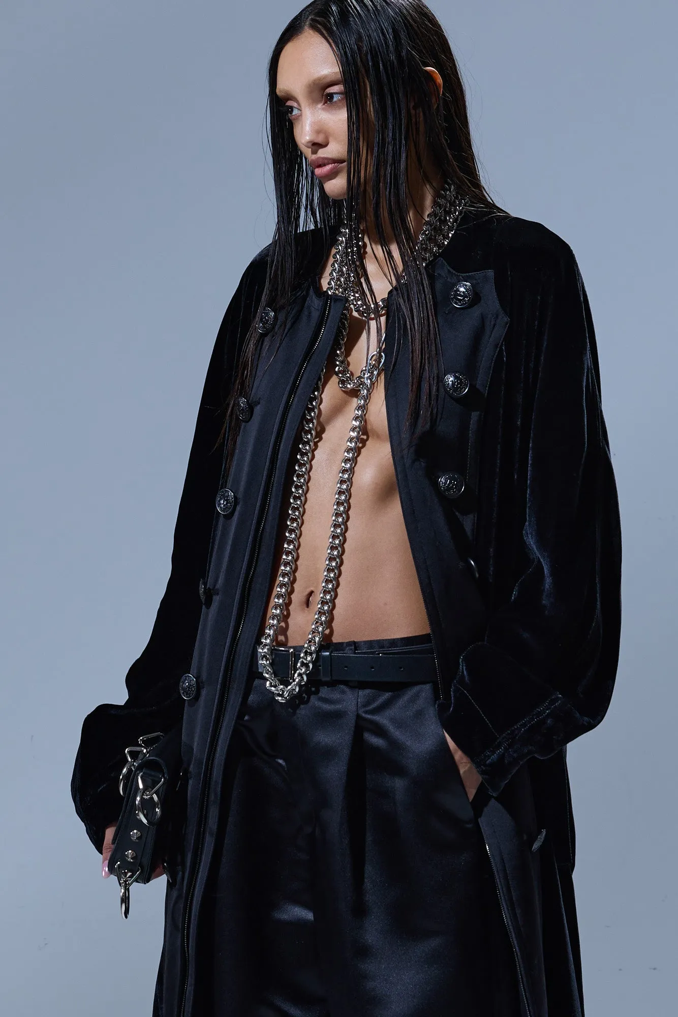 LONG OFFICER COAT - BLACK sold by R13 product image thumbnail 2