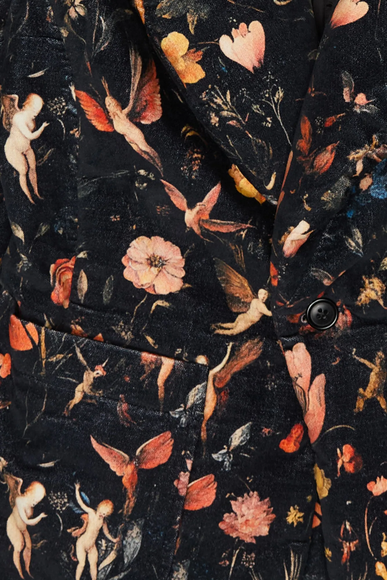 PADDED PEAK LAPEL SHRUNKEN BLAZER - FLORAL WITH ANGELS BLACK sold by R13 product image thumbnail 4