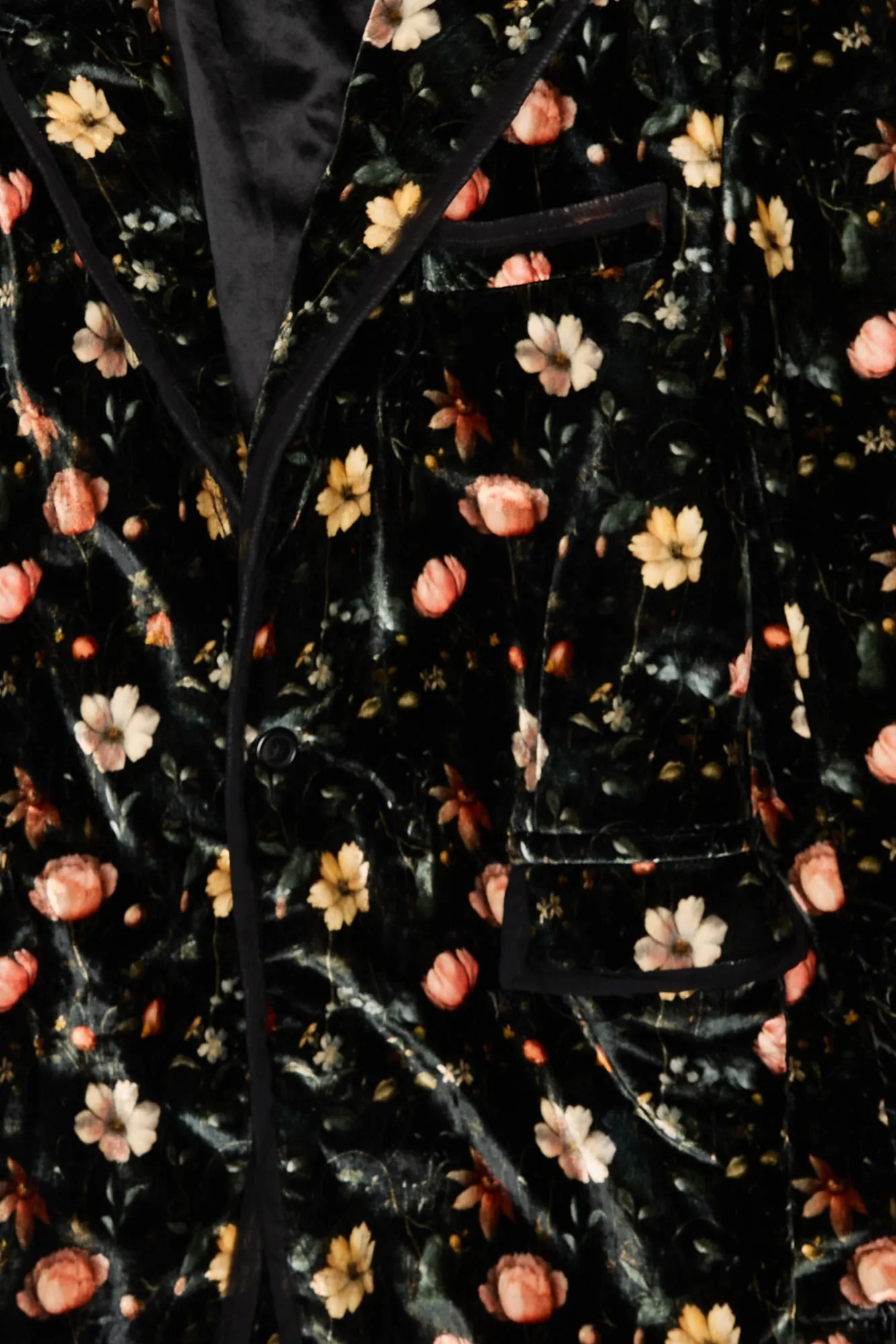 RAGGED BLAZER WITH CHIFFON TRIM - MULTIFLORAL BLACK sold by R13 product image thumbnail 5