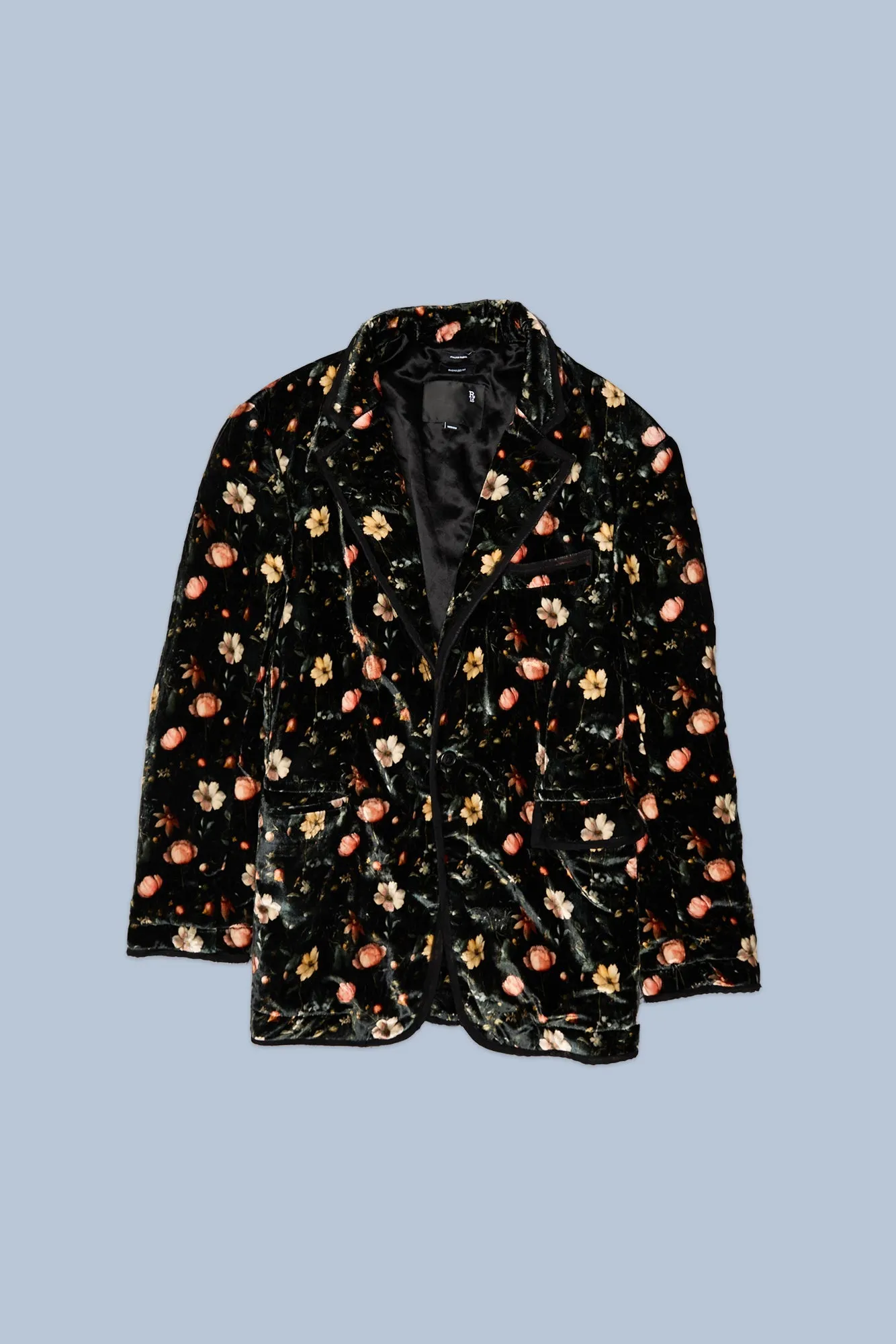 RAGGED BLAZER WITH CHIFFON TRIM - MULTIFLORAL BLACK sold by R13 product image thumbnail 4