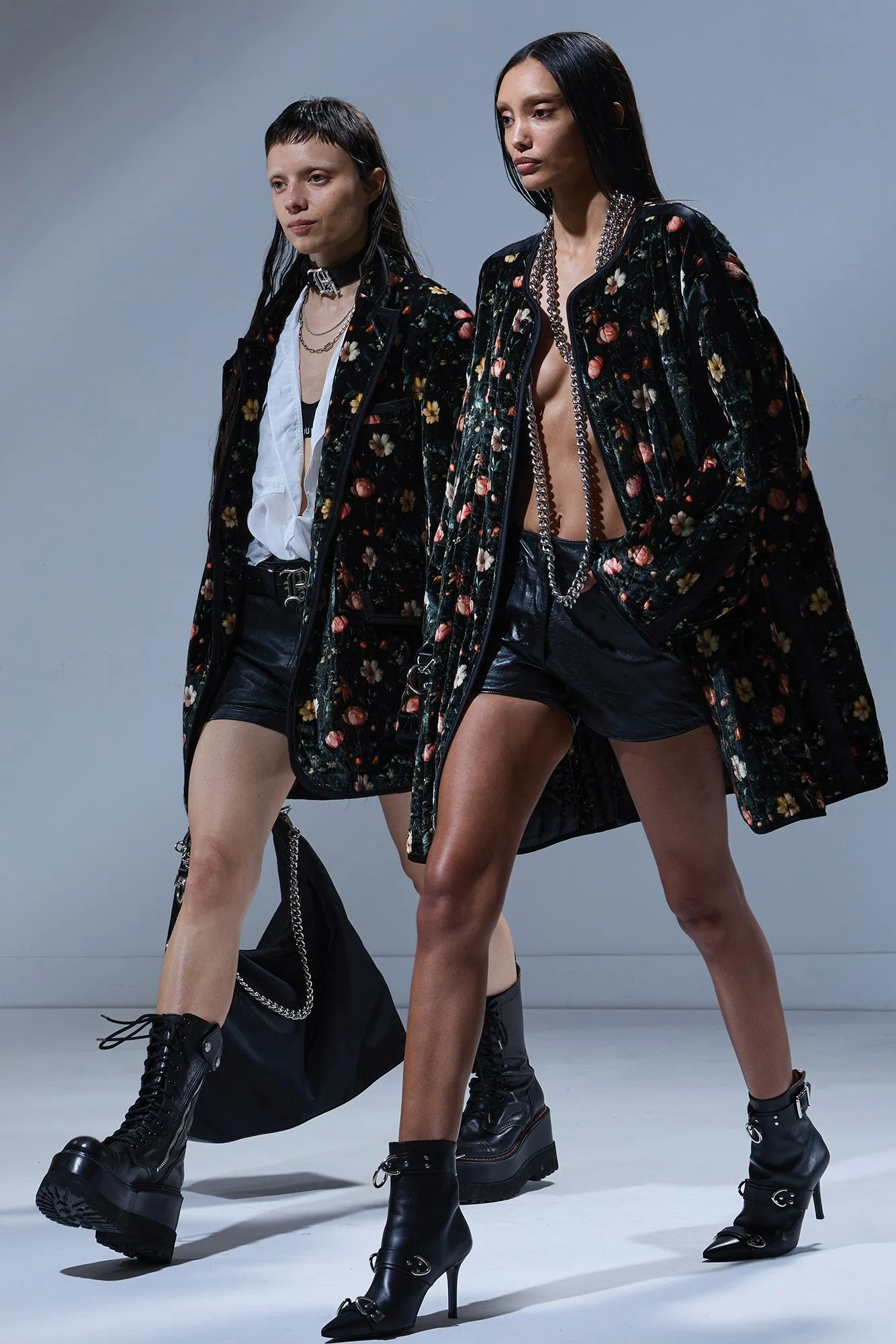 RAGGED BLAZER WITH CHIFFON TRIM - MULTIFLORAL BLACK sold by R13 product image thumbnail 2