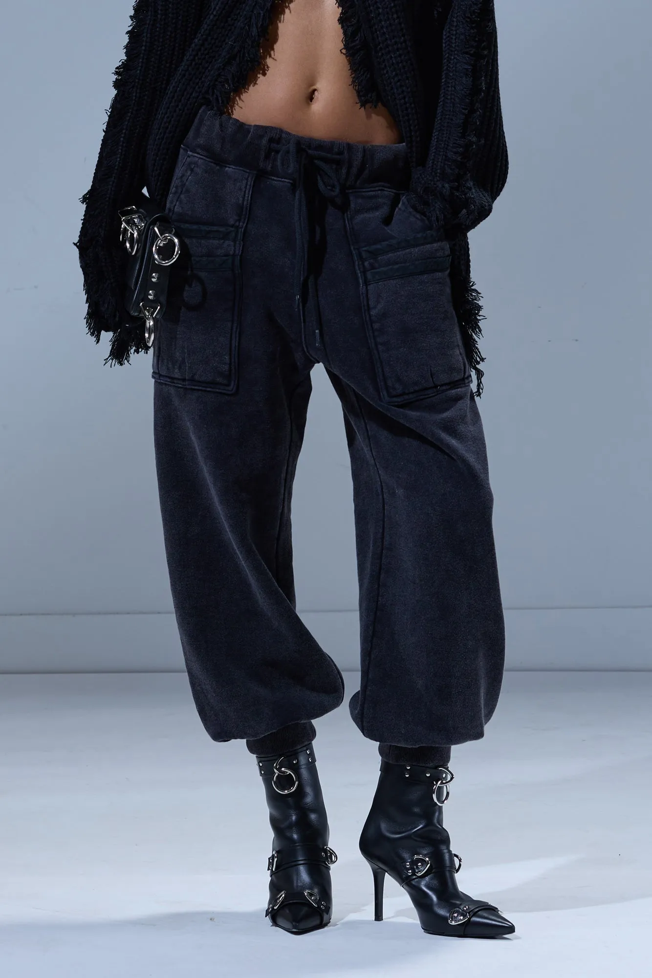 LAYERED POCKET SWEATPANT - WASHED BLACK sold by R13