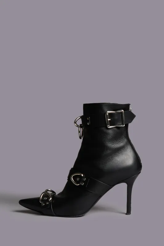 STRAPPED SKINNY ANKLE HEELED BOOT - BLACK sold by R13