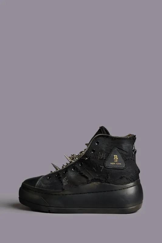 KURT HIGH TOP SNEAKER - BLACK PATCHWORK sold by R13