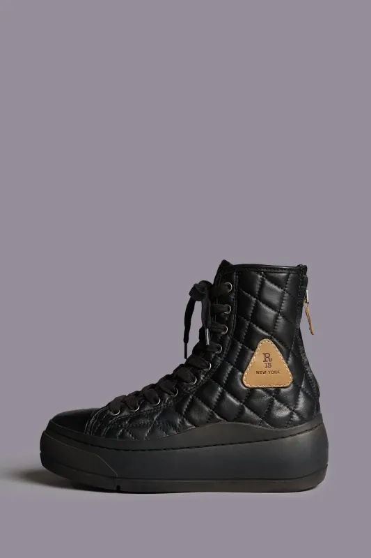 DISTRESSED TALL KURT - BLACK QUILTED LEATHER sold by R13