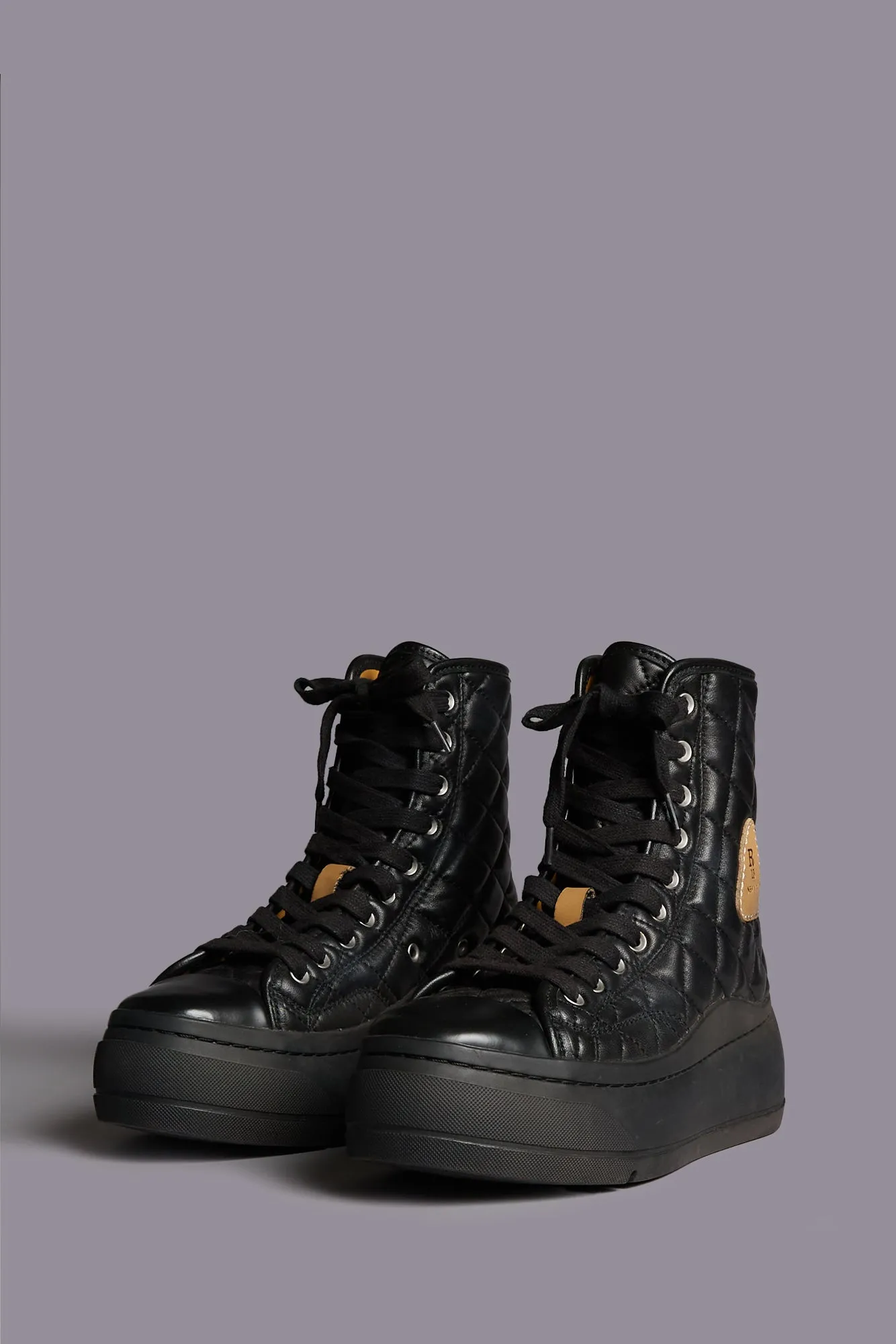 DISTRESSED TALL KURT - BLACK QUILTED LEATHER sold by R13 product image thumbnail 2