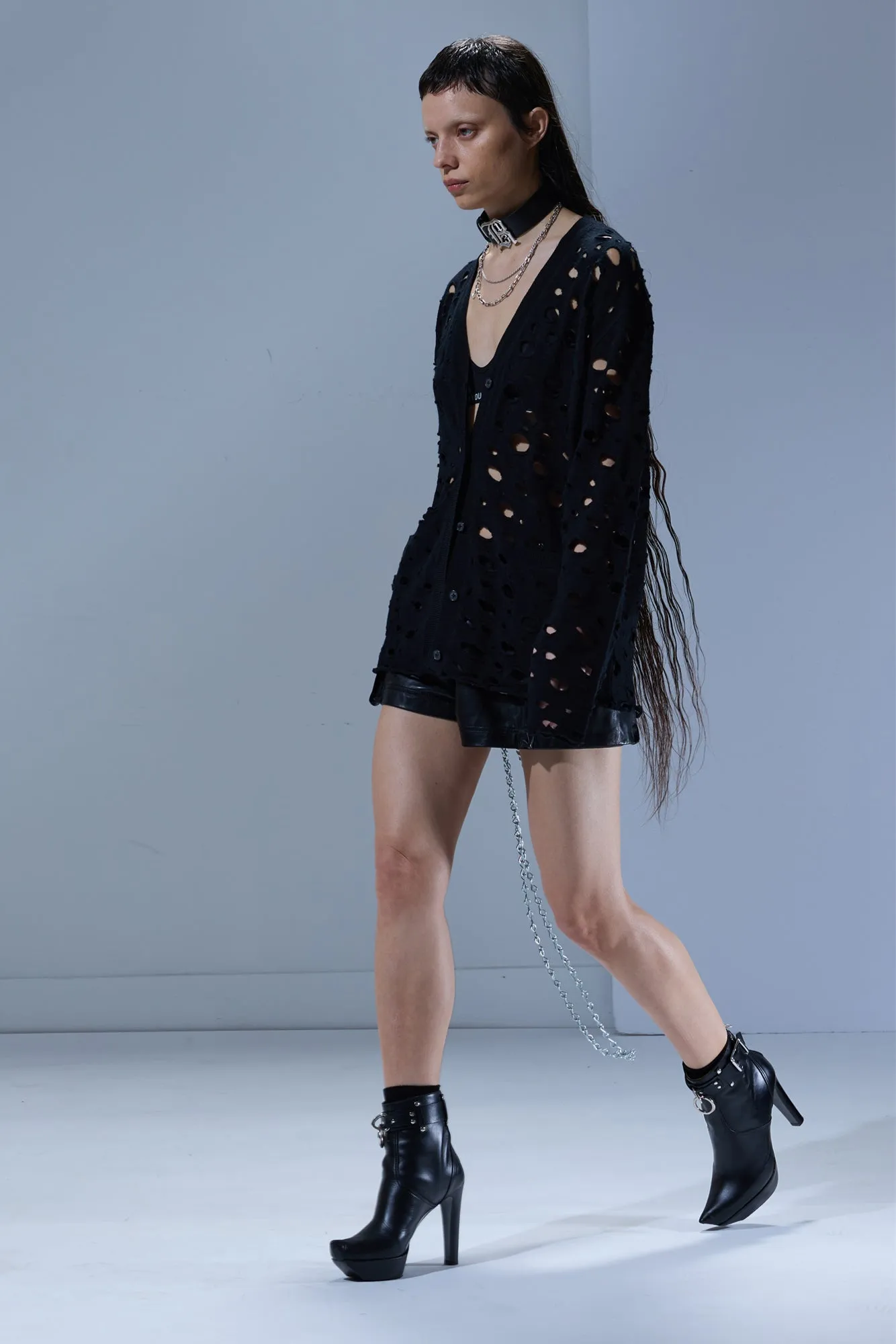 RIPPED BOYFRIEND CARDIGAN - BLACK sold by R13 product image thumbnail 2