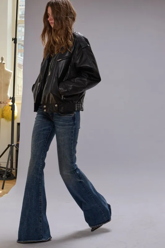 OVERFLOW BOY FLARE - MIRE BLUE STRETCH sold by R13