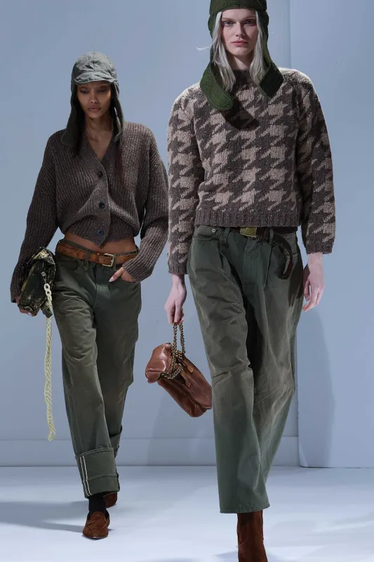 CROPPED WIDE LEG JEAN - VINTAGE OLIVE SELVEDGE GREEN sold by R13