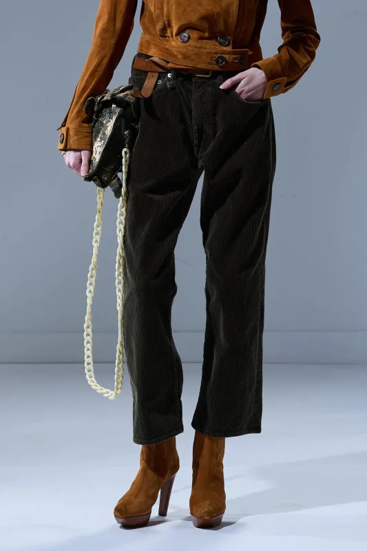 X-BOYFRIEND JEAN - HEAVY OLIVE CORD sold by R13