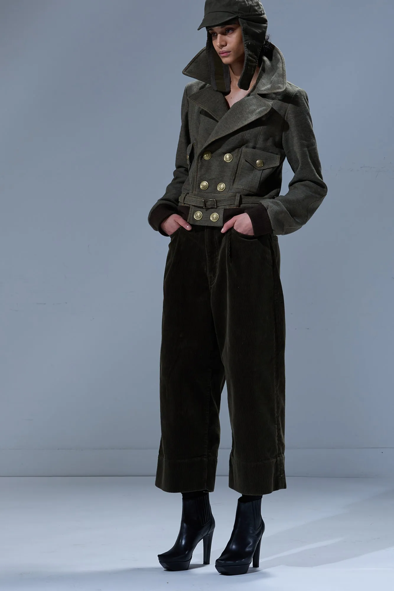 RELAXED CROPPED JEAN - HEAVY OLIVE CORD sold by R13 product image thumbnail 2