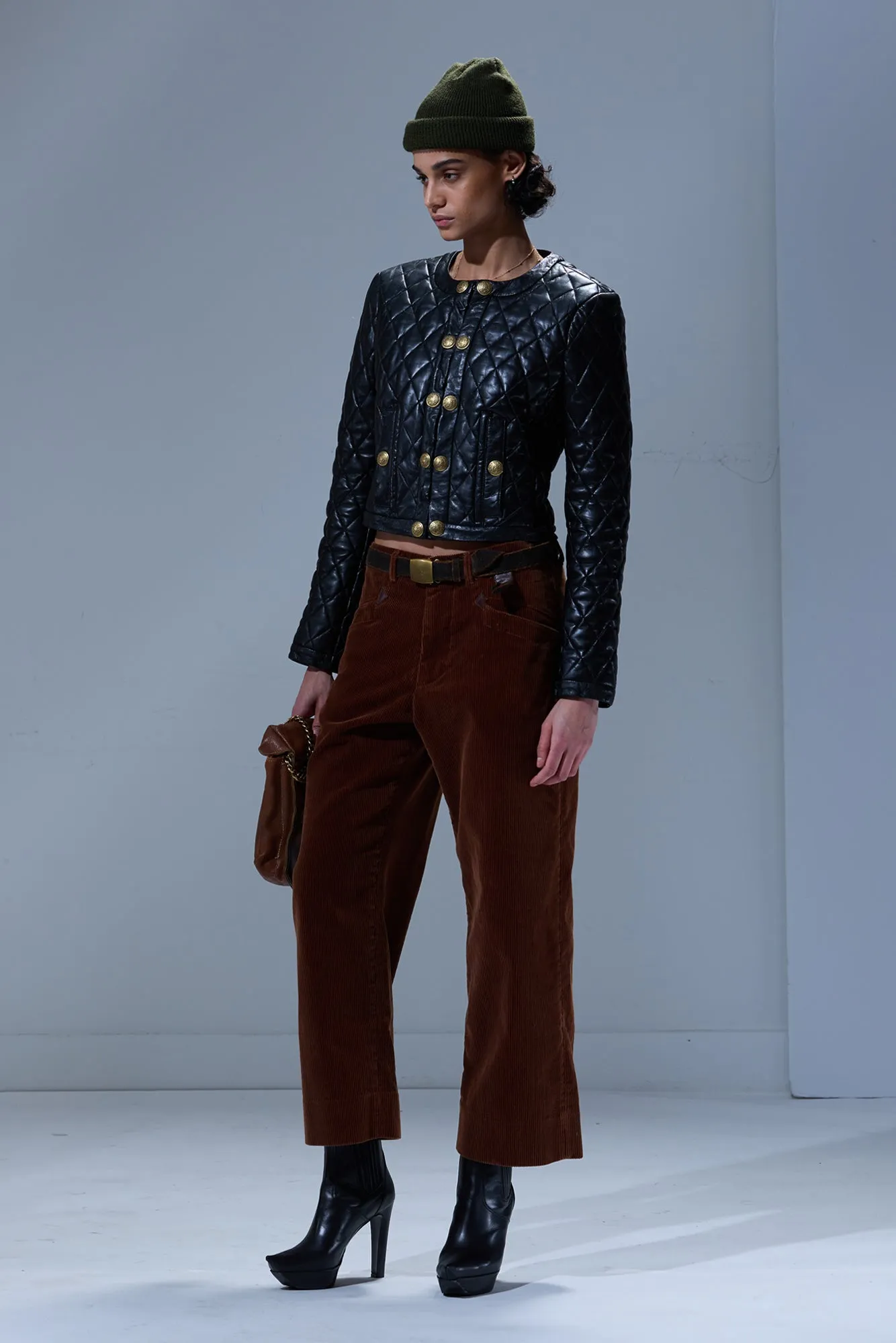 CROPPED WORK PANTS - BRONZE BROWN CORD sold by R13