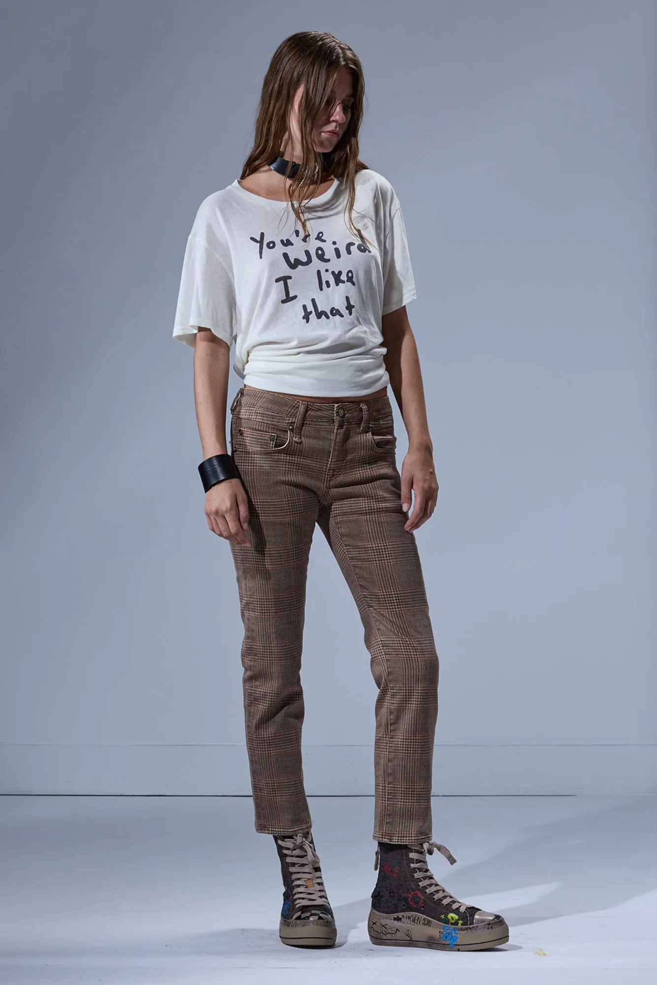 BOY STRAIGHT - BROWN GLENPLAID sold by R13 product image thumbnail 2