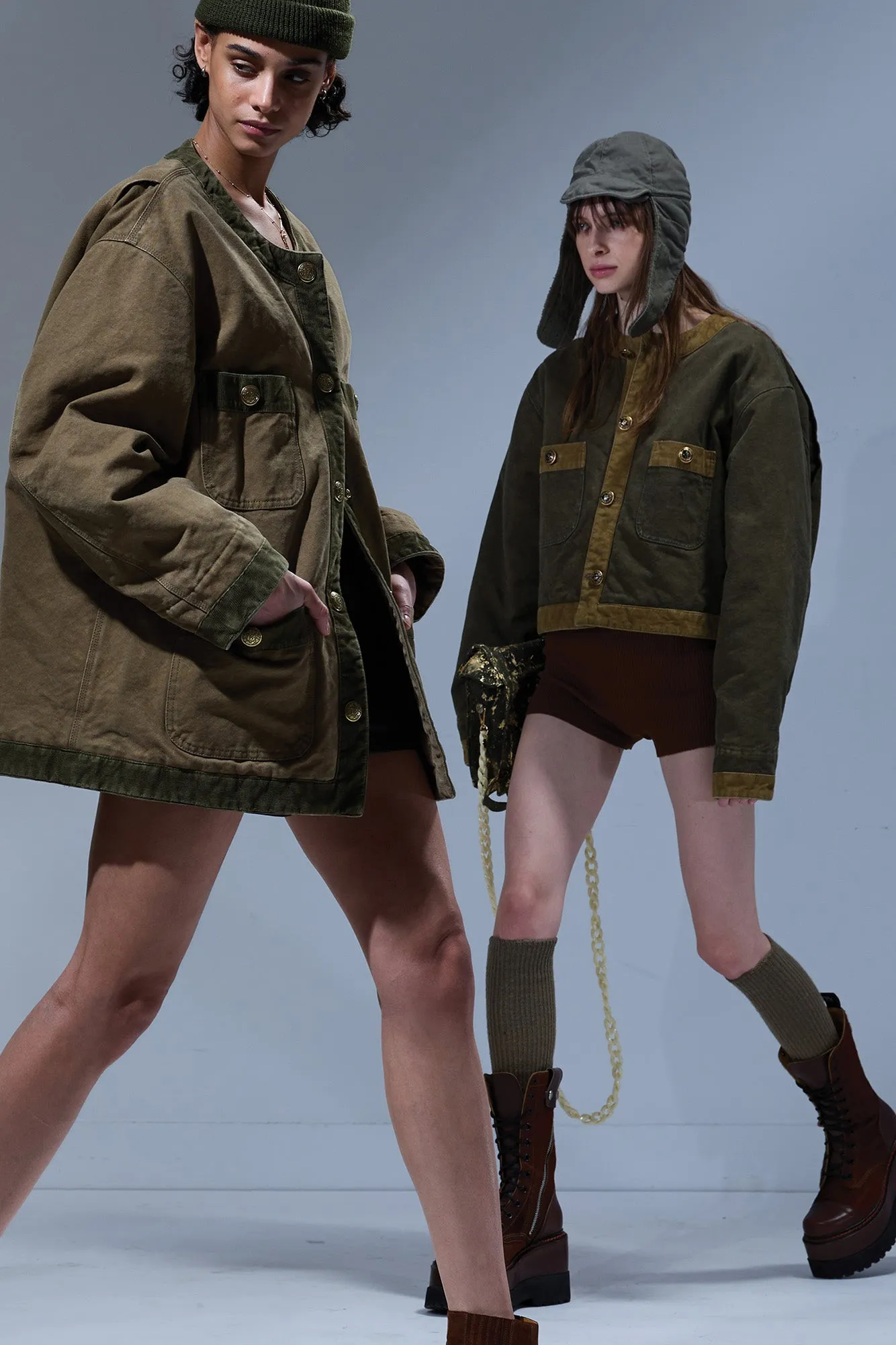 CORD TRIMMED CHORE JACKET - DUSKY TAN BROWN sold by R13