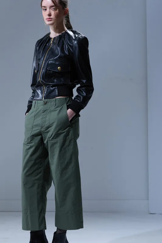 PLEATED NECK LEATHER JACKET - BLACK sold by R13