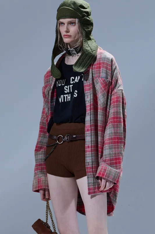 DROP NECK WORKSHIRT - PINK / TEAL PLAID sold by R13