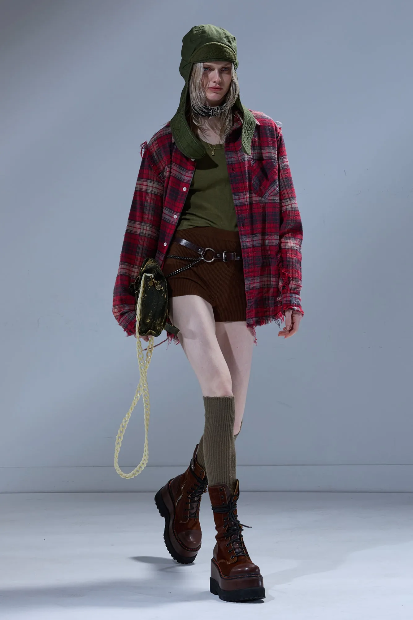 SHREDDED SEAM SHIRT - RED / BLACK PLAID sold by R13 product image thumbnail 2