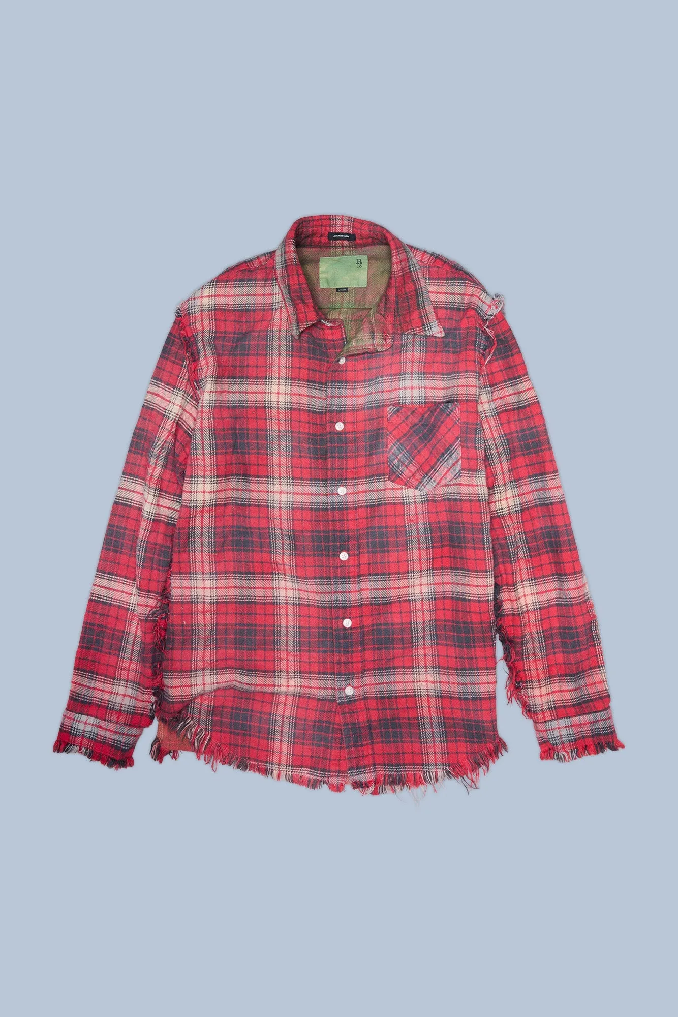 SHREDDED SEAM SHIRT - RED / BLACK PLAID sold by R13 product image thumbnail 3