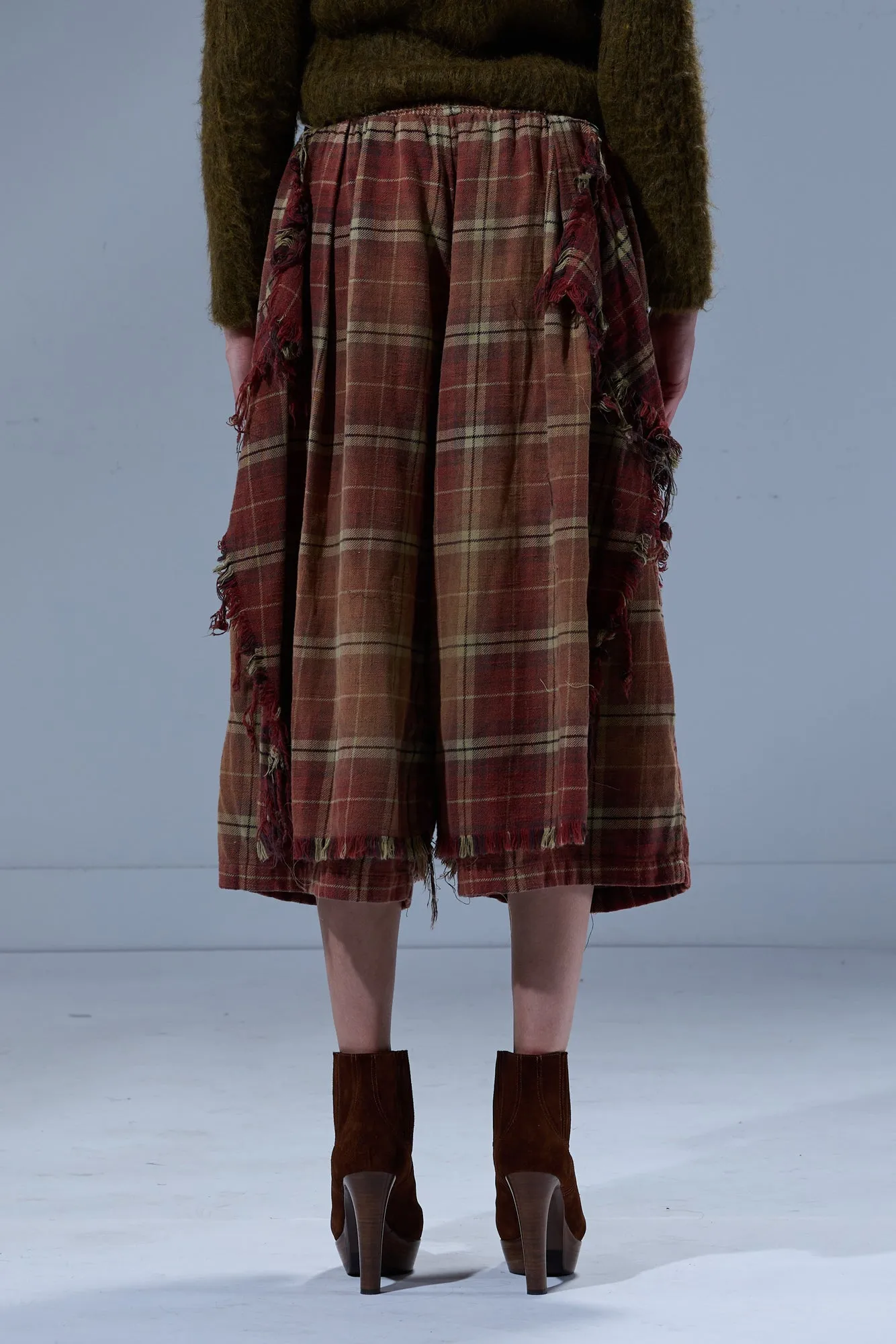 OVERLAY DECONSTRUCTED PANTS - BLEACHED RED / ECRU PLAID sold by R13 product image thumbnail 4