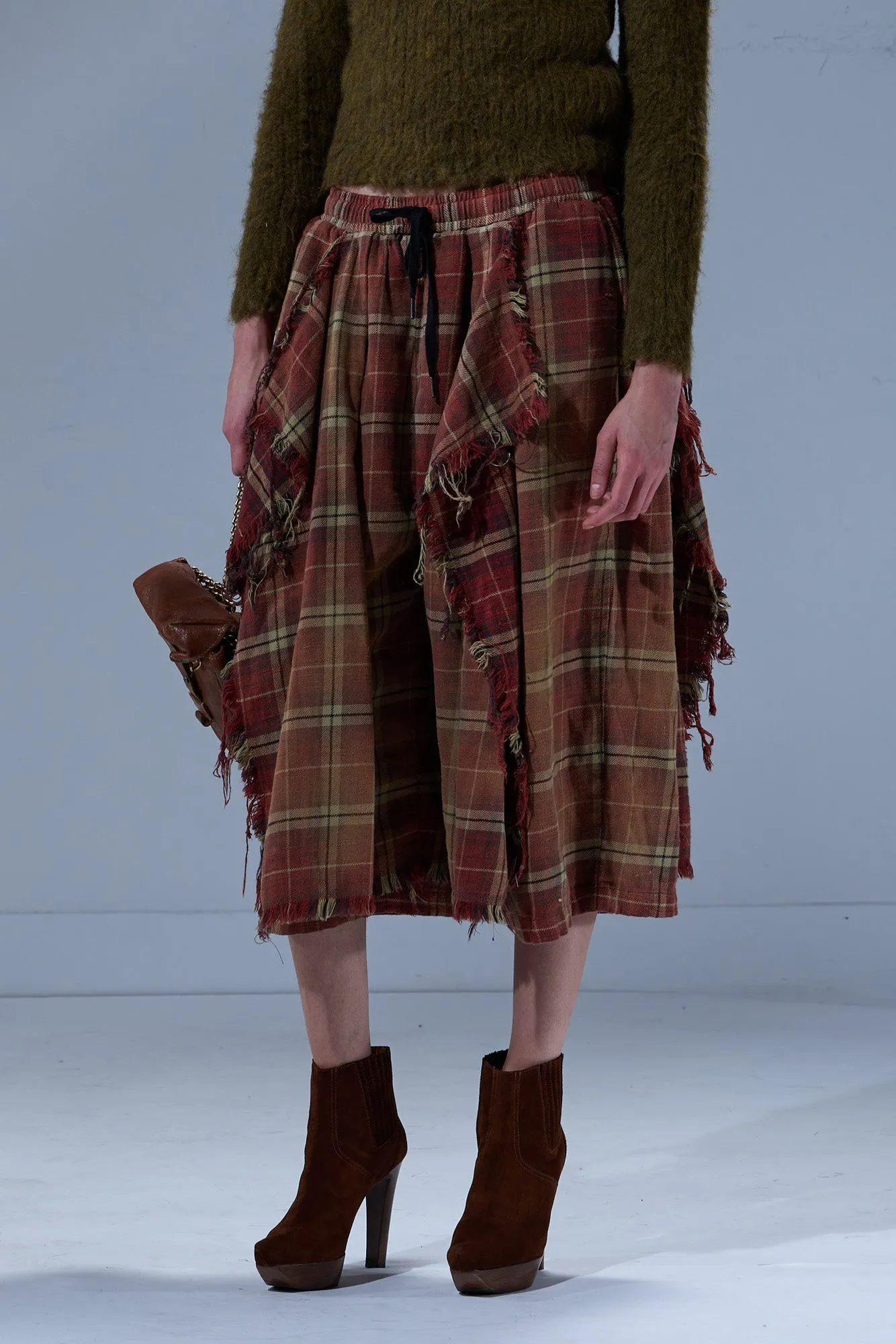 OVERLAY DECONSTRUCTED PANTS - BLEACHED RED / ECRU PLAID sold by R13 product image thumbnail 2