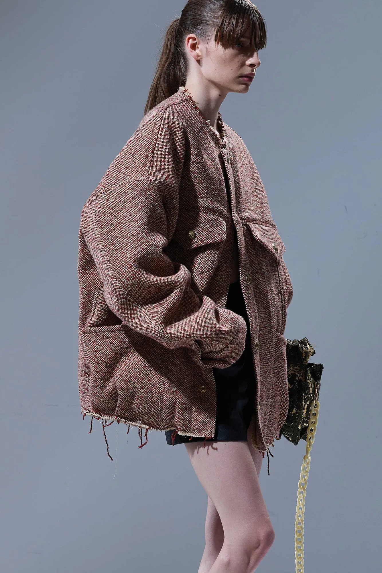 LACEY TRUCKER JACKET - RED / CREAM sold by R13