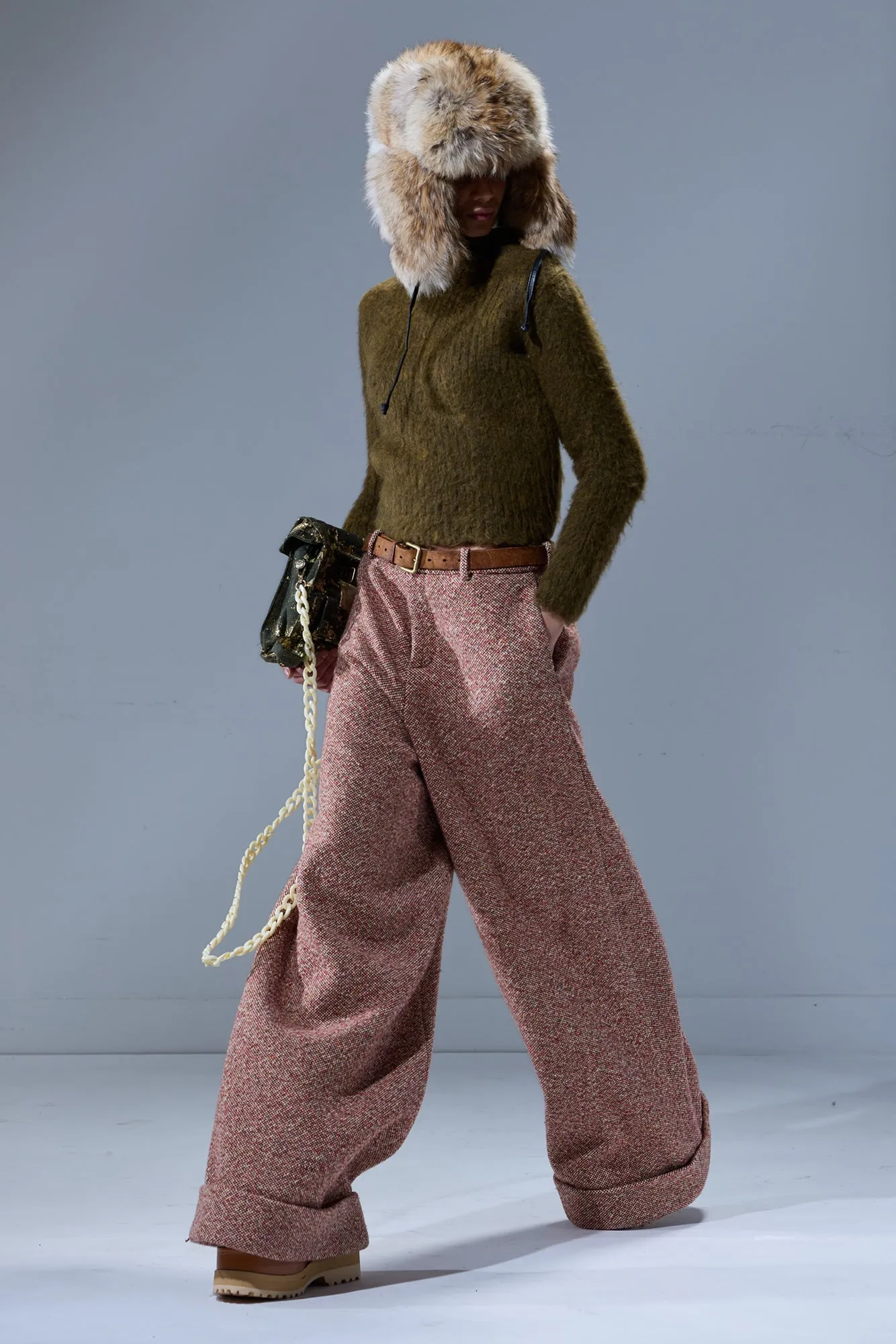 OVERSIZED SLOUCHY TROUSER - RED / CREAM sold by R13 product image thumbnail 3