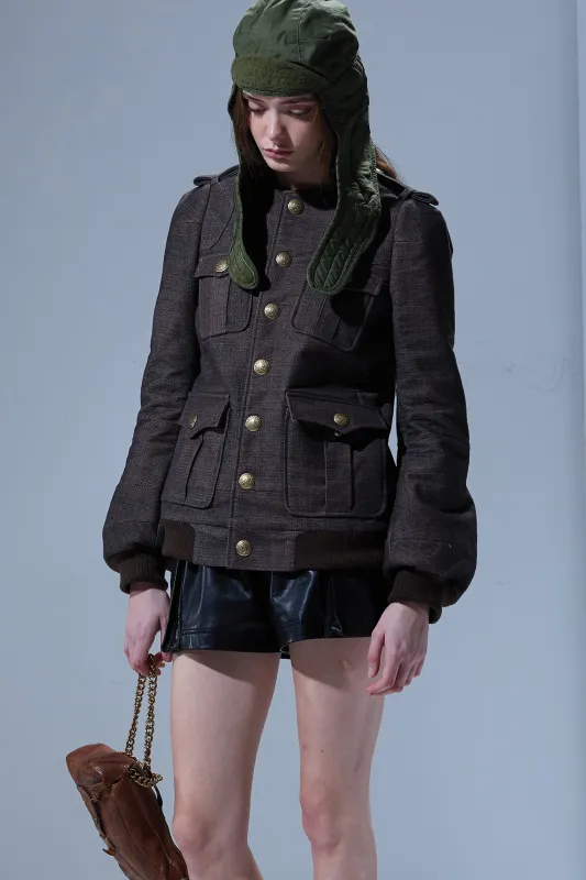 ELONGATED OFFICER JACKET - DARK BROWN sold by R13